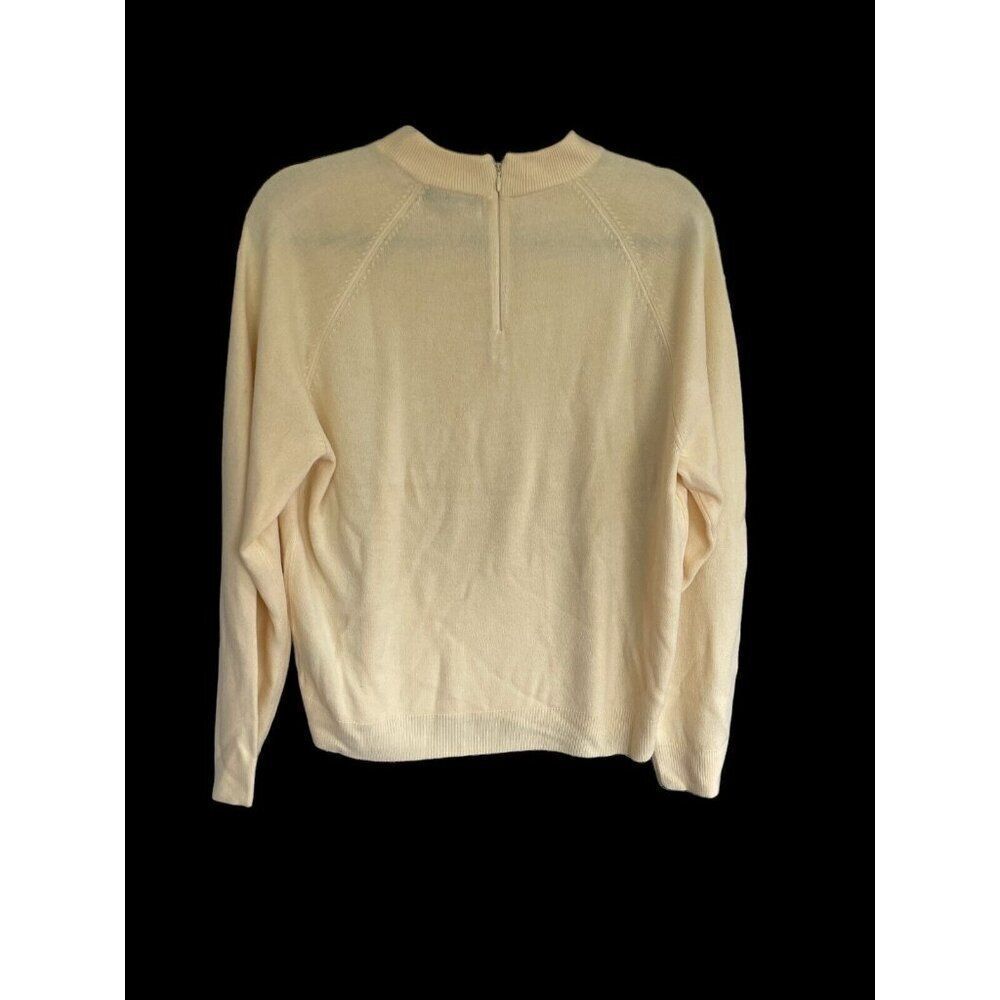 New Carolyn Taylor Sweater Top Women's Size L Yellow Long Sleeve Back Neck Zip - Picture 3 of 5